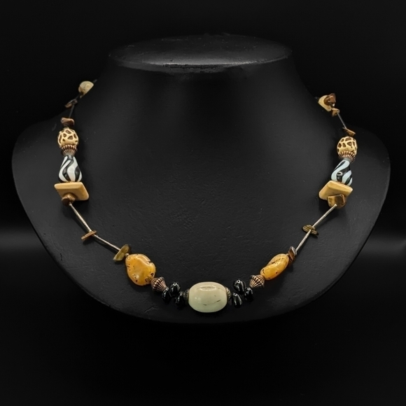 SAFARI Style Multi Beaded Tribal Statement Necklace - Picture 1 of 10